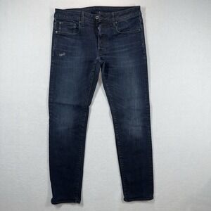 G-Star Raw Jeans Mens 32x29 3301 Slim Dark Wash Stretch Denim Button Fly